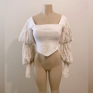 Lovely vintage Theatrical Opera Renaissance Bodice Top Bishop Sleeves Gauze